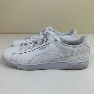 PUMA All White Leather Tennis Shoes WOMENS 9 Minimalist